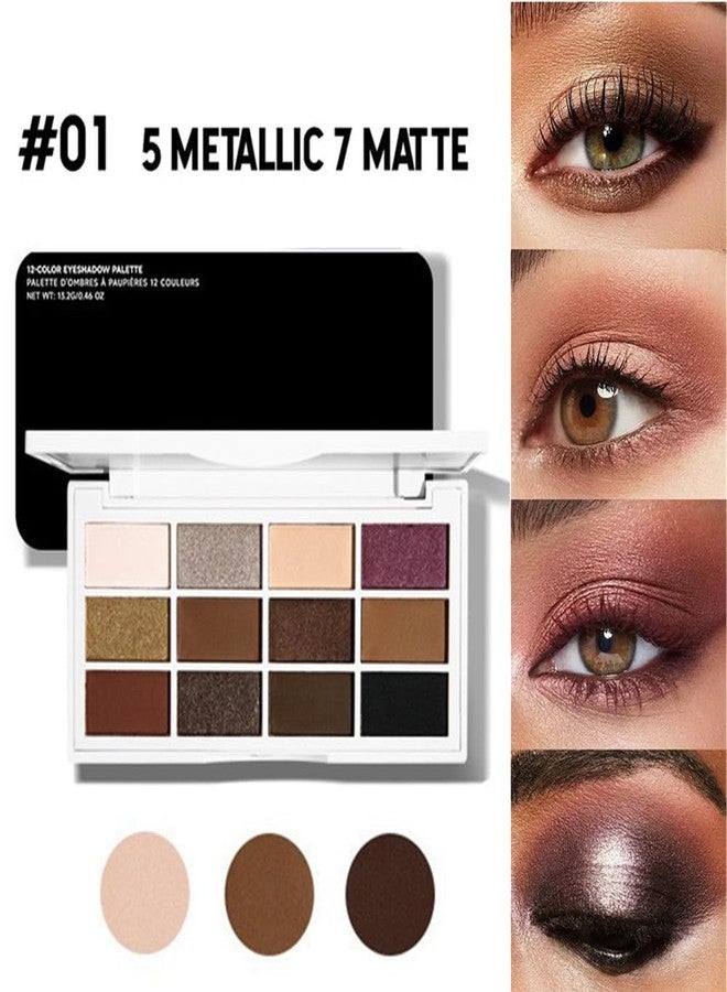 UOCK 12 Color Luxury Eyeshadow Palette, Matte Shimmer Eyeshadow Makeup Palette, Eyeshadow Contour Palette. Easy To Blend And Long-lasting, Suitable For Professional Makeup For Women. (01#) - Image 2
